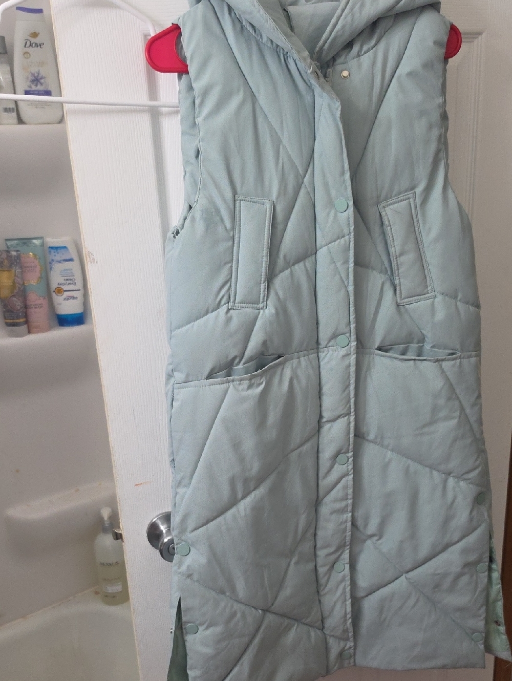 Sleeveless Hooded Puffer Coat - Light Mint